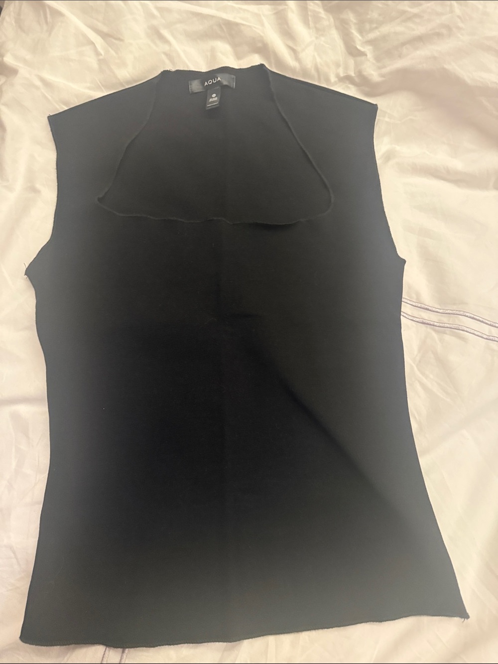 Aqua Black Sleeveless Mock-Neck Tank